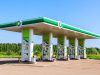 BP or British Petroleum gas station in summer day