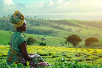 South African woman in countryside